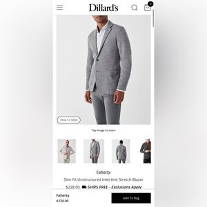 Faherty Inlet Gray Knit Stretch Blazer Sports Coat Men’s XL